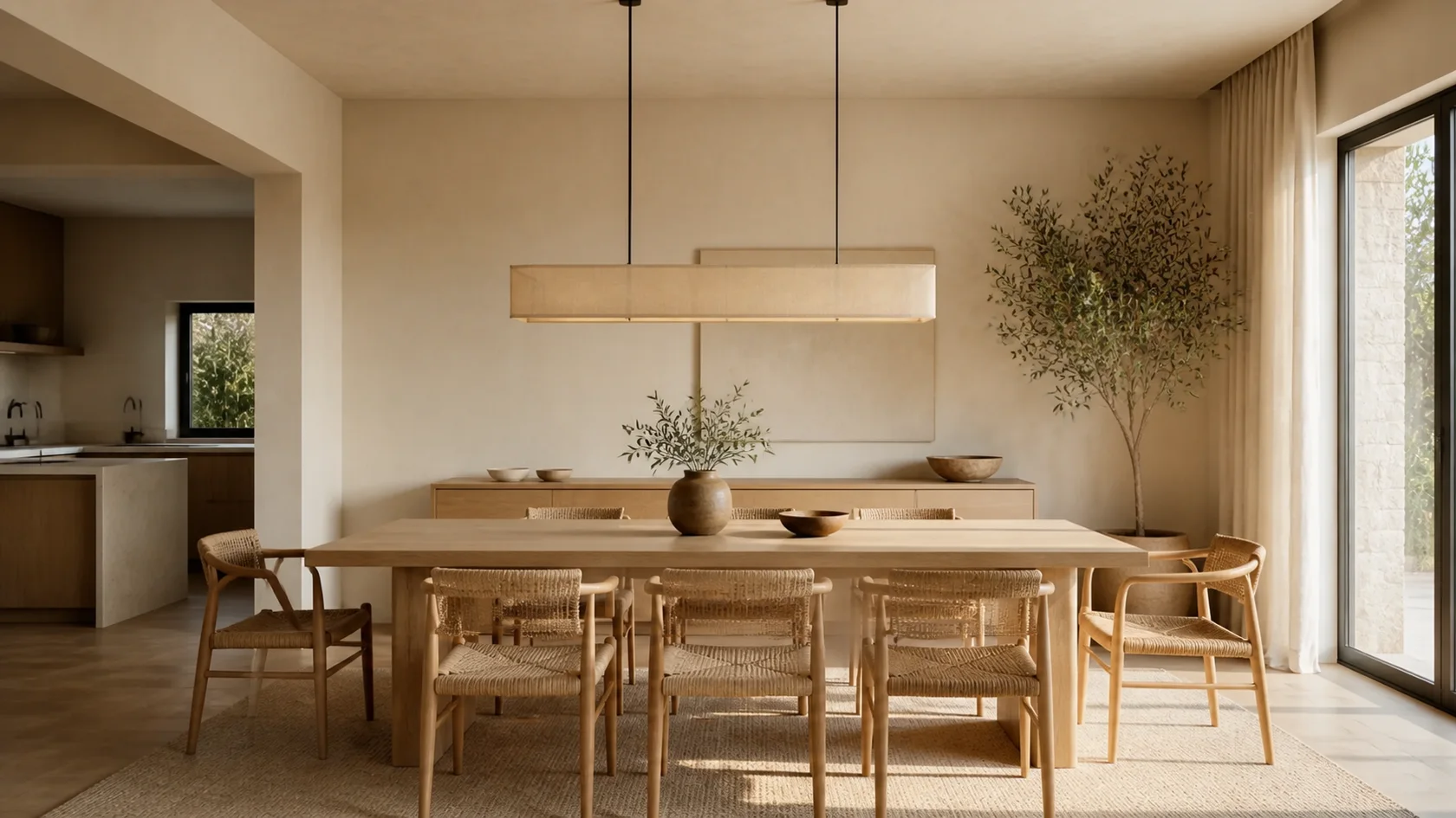 Trestle Warm Minimalist Dining Room