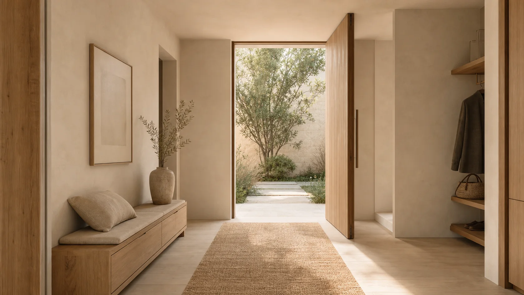 Courtyard Warm Minimalist Entryway & Hallway