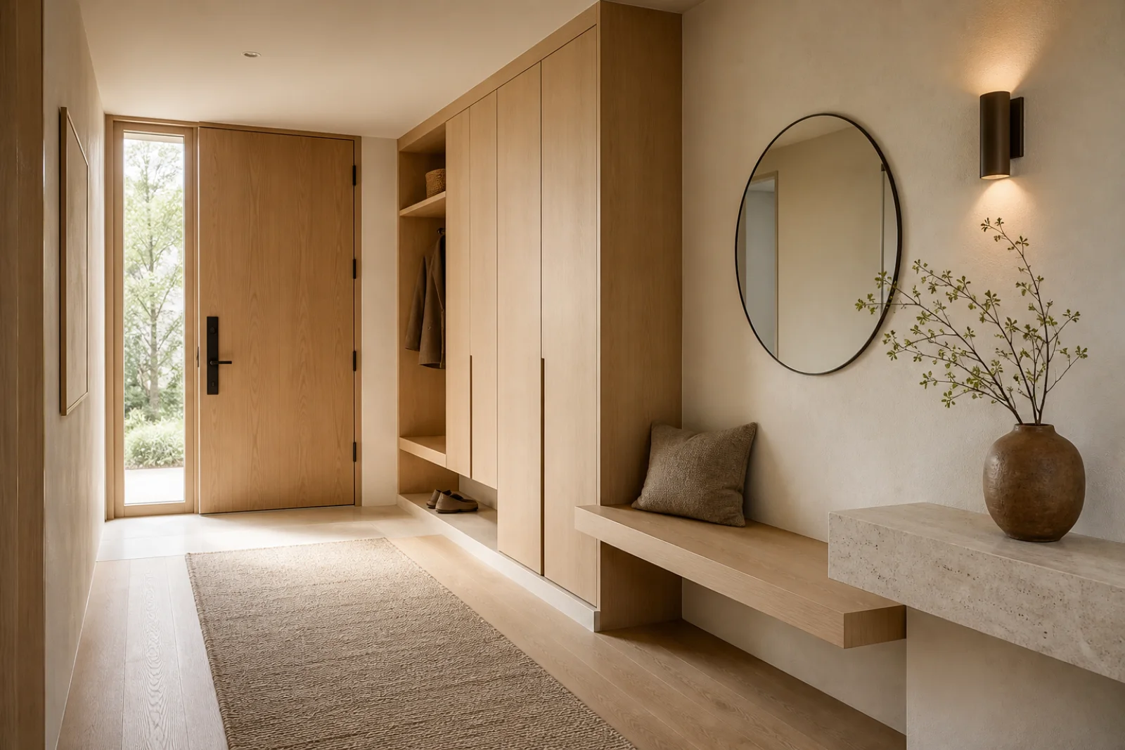 Warm Minimalist Entryway interior