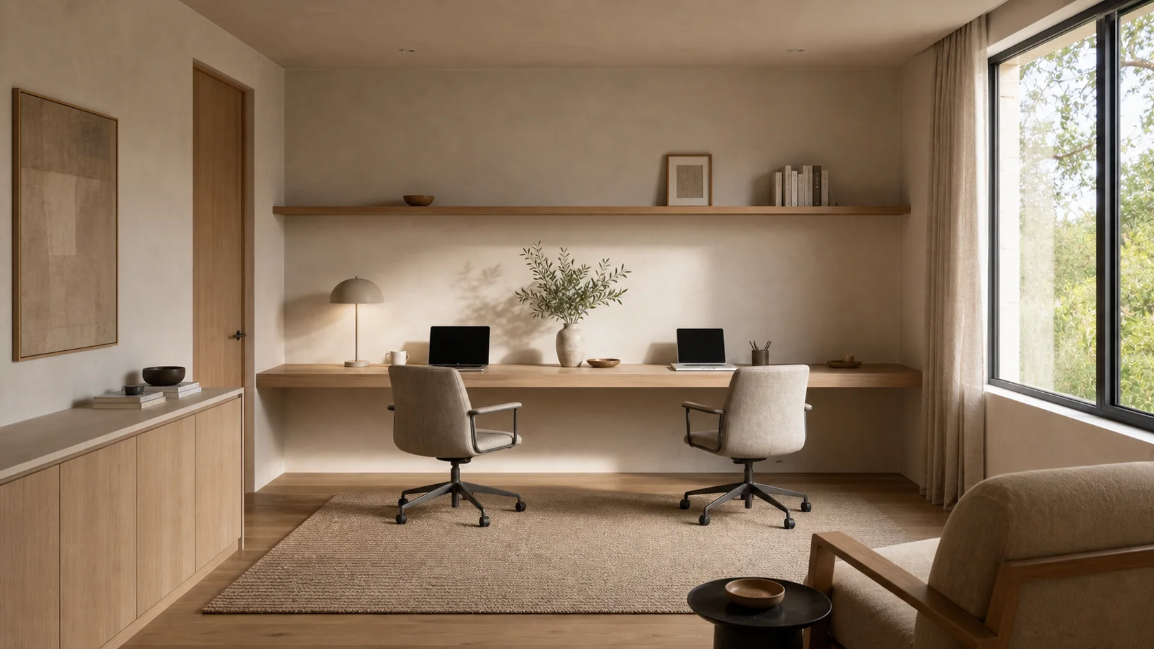 Shared Studio Warm Minimalist Home Office