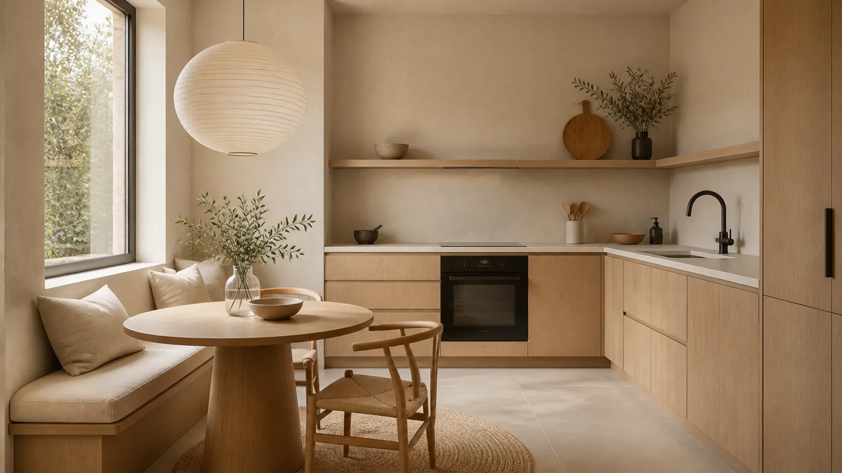Breakfast Niche Warm Minimalist Kitchen