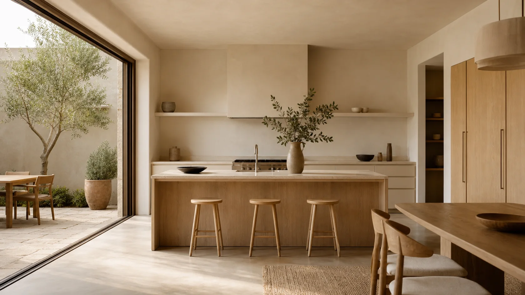 Courtyard Warm Minimalist Kitchen
